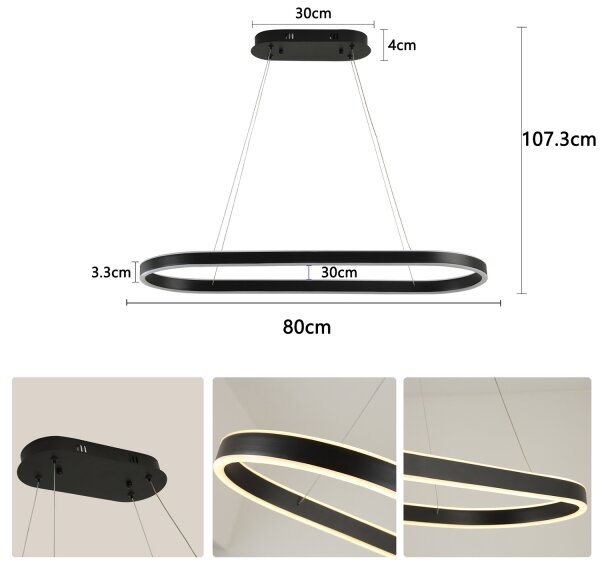 Brilagi - LED luster na lanku PONDIE LED/43W/230V 80x30 cm čierna