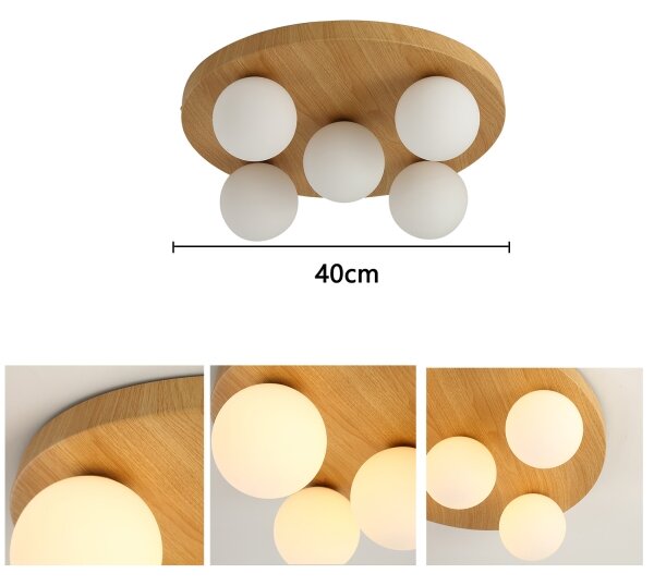 Brilagi - Stropné svietidlo LUND WOOD 5xG9/9W/230V pr. 40 cm drevené