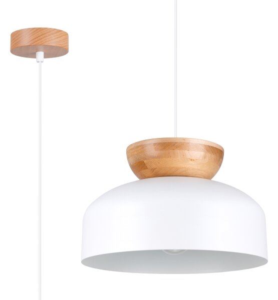 Sollux SL.1350 - Luster na lanku MARION 1xE27/15W/230V pr. 29,5 cm biela