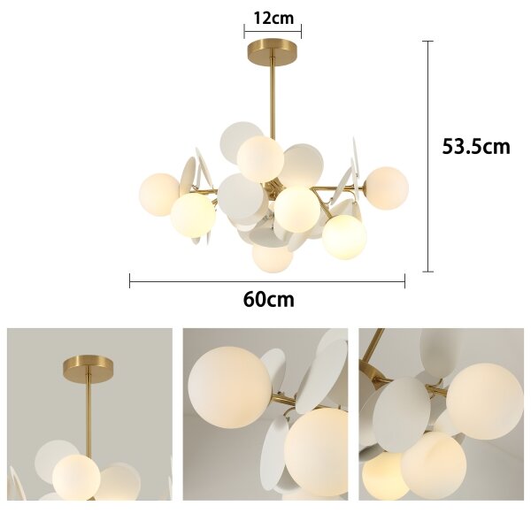 Brilagi - Luster na tyči BALMO 8xG9/9W/230V pr. 60 cm zlatá/biela