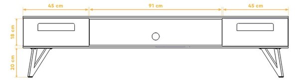 TV stolík z dubového dreva 182x42 cm Golo - The Beds