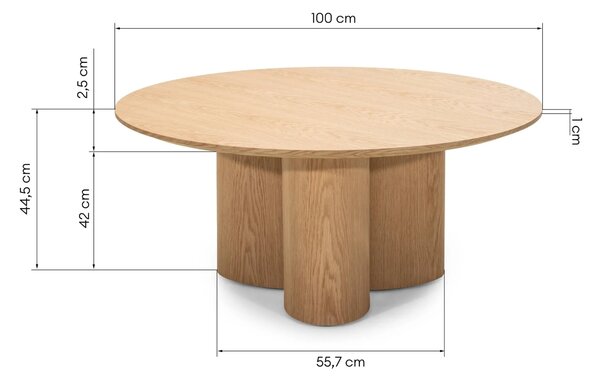 Hector Okrúhly konferenčný stolík Torino 100 cm dub prírodný