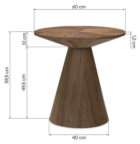 Hector Okrúhly odkladací stolík Ange 60 cm orech