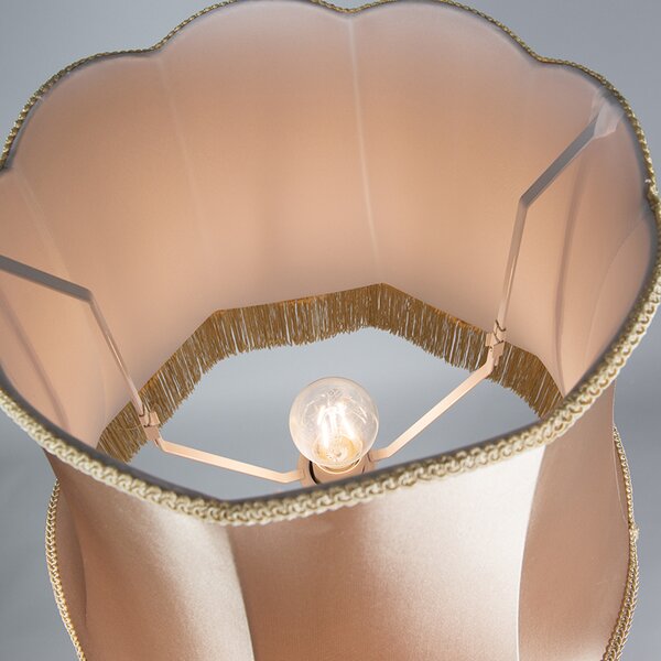 Retro stojaca lampa mosadz so tienidlom Granny zlatá 45 cm - Kaso
