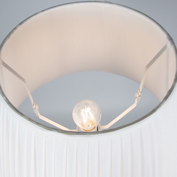 Retro stojaca lampa mosadz s plisovaným tienidlom krémová 45 cm - Kaso
