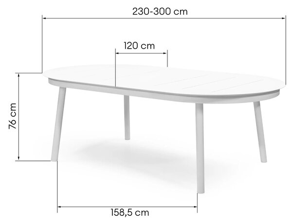 Hector Rozkladací záhradný stôl Marinelli 230\/300 cm biely