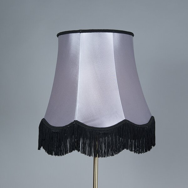 Stojaca lampa mosadzná s tienidlom Granny čierna-šedá 45 cm - Kaso