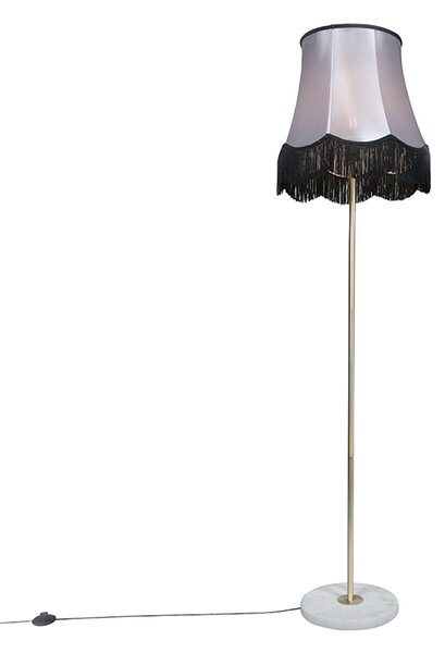 Stojacia lampa mosadz s odtieňom Granny B čierno-sivá 45 cm - Kaso