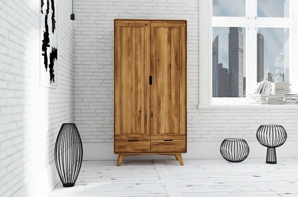 Šatníková skriňa z dubového dreva 90x180 cm Greg - The Beds