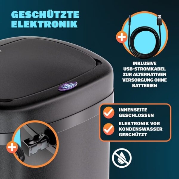Bezdotykový Jumbo odpadkový kôš 58l čierna USB kábel zdarma