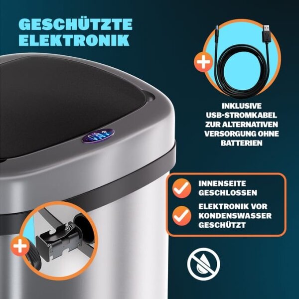 Bezdotykový Jumbo koš 50l strieborná