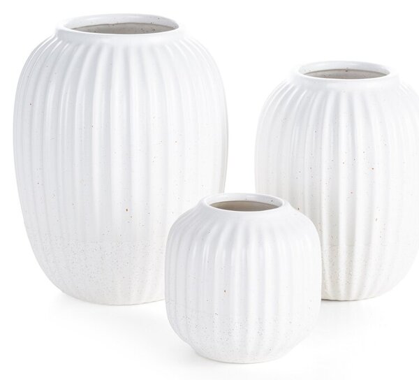 Dekorstudio Dekoratívna keramická váza KAJLA Ø14x13 cm - biela