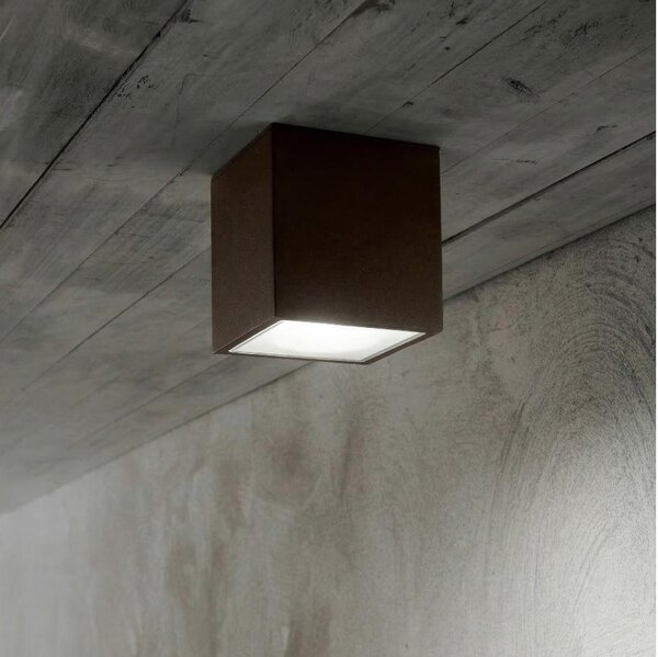 Ideal Lux - Vonkajšie bodové svietidlo TECHO 1xGU10/20W/230V 9x9 cm IP54 hnedé