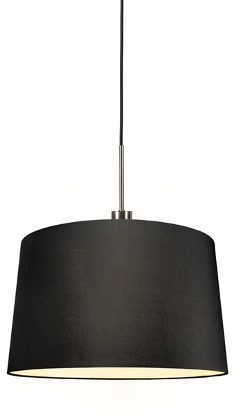 Moderné závesné svietidlo oceľové s tienidlom 45 cm čierne - Combi 1