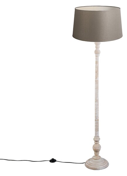 Vidiecka stojaca lampa taupe s ľanovým tienidlom 45 cm - Classico