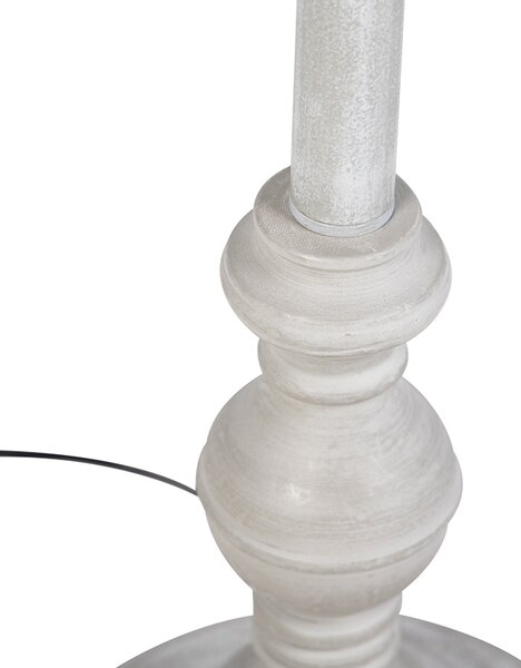Rustikálna stojaca lampa taupe s tienidlom z ľanu 45 cm - Classico