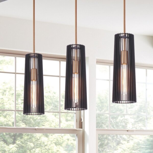 Quintiesse QN-LINARA-P-BK - Luster na tyči LINARA 1xE27/60W/230V čierna/zlatá