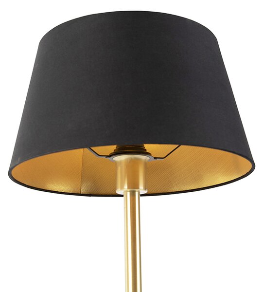 Klasická stolná lampa mosadz s čiernym tienidlom 32 cm - Simplo