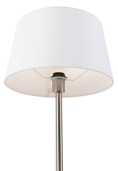 Moderná stolná lampa oceľ s bielym tienidlom 32 cm - Simplo