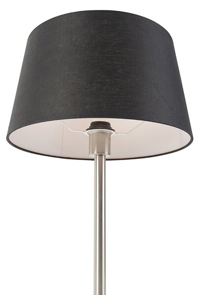 Moderná stolná lampa oceľ s čiernym tienidlom 35 cm - Simplo