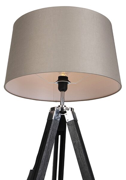 Stojaca lampa trojnožka čierna s tienidlom 45 cm ľanové taupe