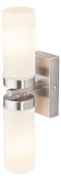 Globo 7816 vonkajšia nástenná lampa Space 2x40W | E14 | IP44 - matný nikel, opál