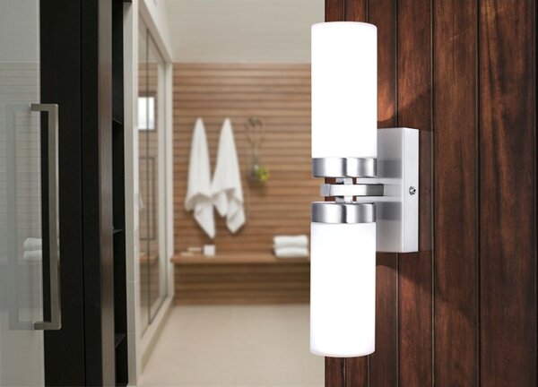 Globo 7816 vonkajšia nástenná lampa Space 2x40W | E14 | IP44 - matný nikel, opál