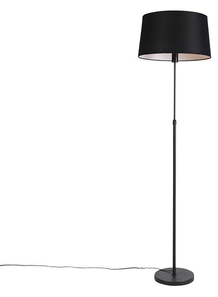Stojaca lampa čierna s čiernym ľanovým tienidlom 45 cm nastaviteľná - Parte