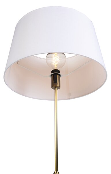 Stojaca lampa bronzová s ľanovým tienidlom bielym 45 cm nastaviteľná - Parte