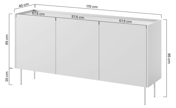 Komoda Desin 170 cm s kovovými nohami - kašmír / dub nagano
