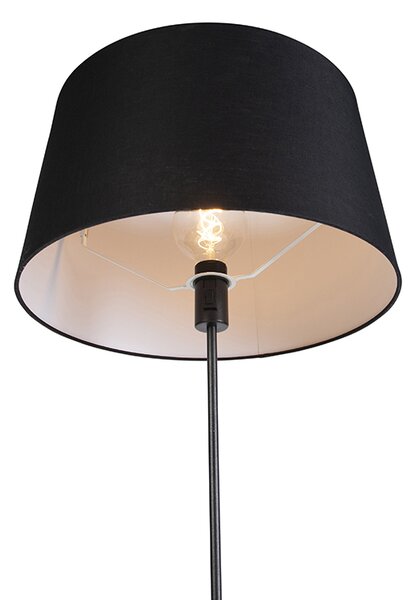 Stojaca lampa čierna s čiernym ľanovým tienidlom 45 cm nastaviteľná - Parte