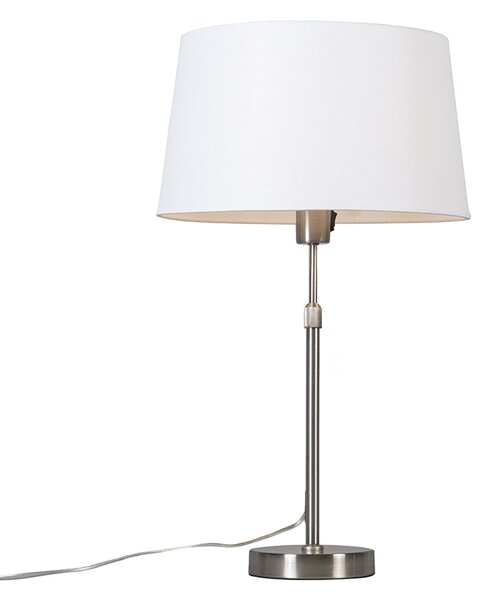 Stolová lampa oceľová s tienidlom biela 35 cm nastaviteľná - Parte