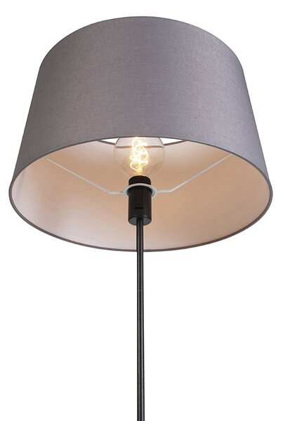 Stojaca lampa čierna s tmavosivým ľanovým tienidlom 45 cm - Parte