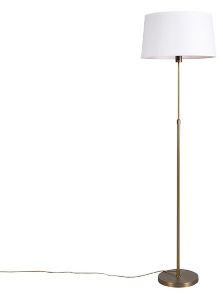 Stojatá lampa bronzová s ľanovým tienidlom biela nastaviteľná 45 cm - Parte