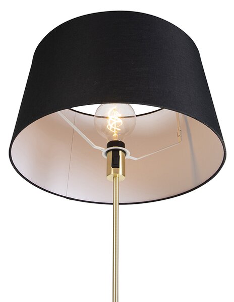 Stojaca lampa zlatá/mosadzná s čiernym ľanovým tienidlom 45 cm - Parte