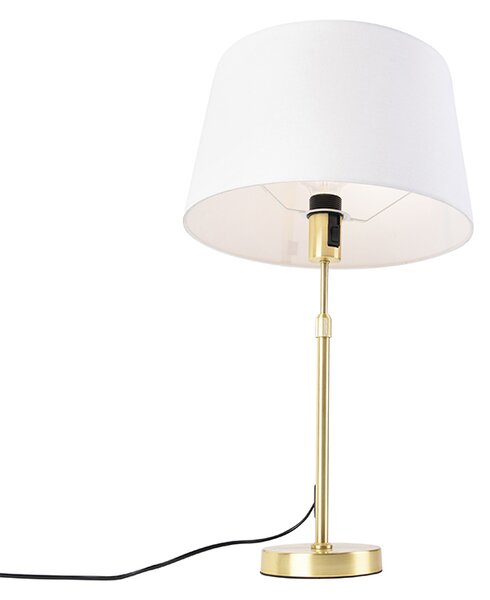 Stolná lampa zlatá/mosadzná s bielym ľanovým tienidlom 35 cm - Parte