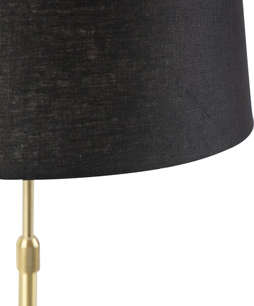 Stolná lampa zlatá/mosadzná s čiernym ľanovým tienidlom 35 cm - Parte