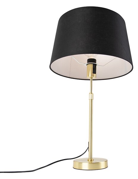 Stolná lampa zlatá/mosadzná s čiernym ľanovým tienidlom 35 cm - Parte