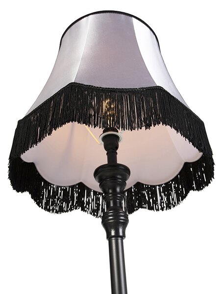 Stojaca lampa čierna s tienidlom Granny čierna so sivou - Classico