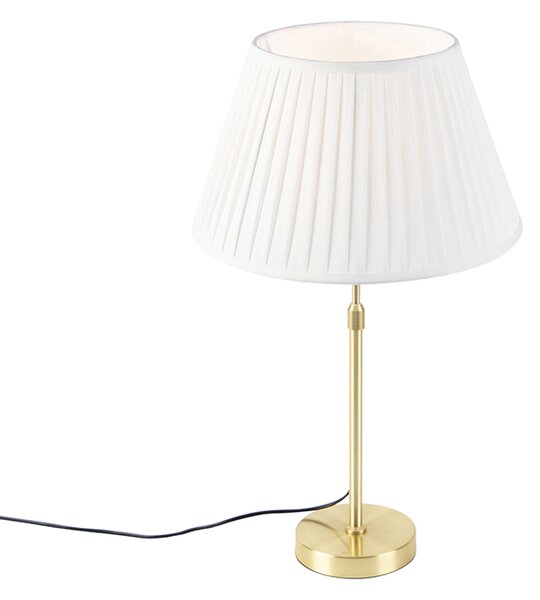 Stolová lampa zlatá / mosadz s nariaseným odtieňom krémová 35 cm - Parte