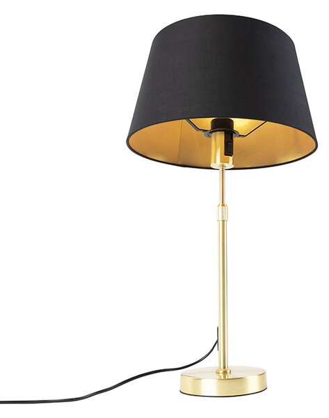 Stolná lampa zlatá/mosadzná s tienidlom čiernym so zlatom 32 cm - Parte