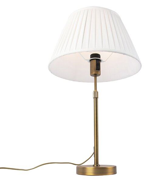 Stolná lampa bronzová s vrásneným tienidlom bielym 35 cm - Parte