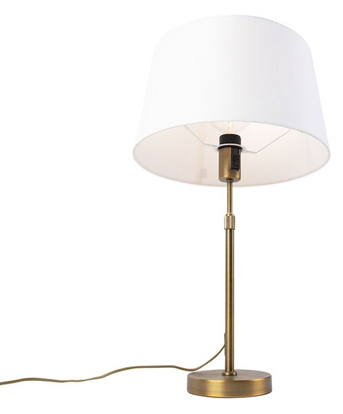 Stolná lampa bronzová s tienidlom z ľanu biela 35 cm - Parte