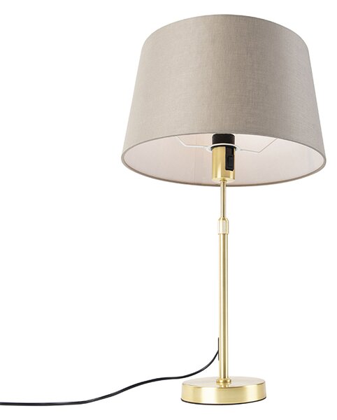 Stolná lampa zlatá/mosadzná s tienidlom z ľanu taupe 35 cm - Parte
