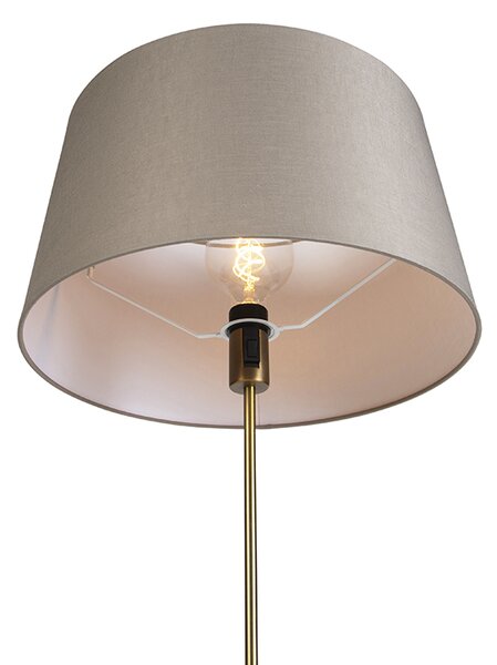 Stojaca lampa bronzová s tienidlom z ľanového plátna taupe 45 cm nastaviteľná - Parte