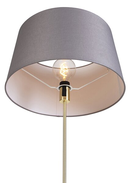 Stojaca lampa zlatá/mosadzná s sivým ľanovým tienidlom 45 cm - Parte