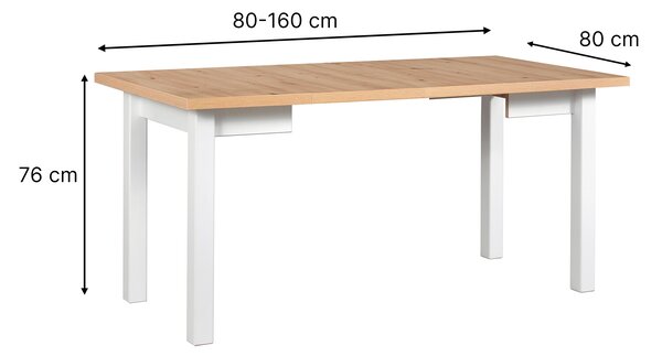 Rozkladací jedálenský stôl Mixi 8 80-160x80 - artisan / biela