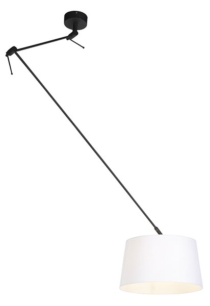 Závesná lampa s ľanovým tienidlom biela 35 cm - Blitz I čierna