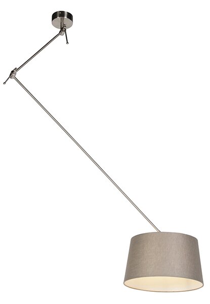 Závesná lampa s ľanovým tienidlom taupe 35 cm - oceľ Blitz I