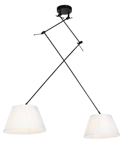 Závesná lampa s nariasenými odtieňmi krémová 35 cm - Blitz II čierna